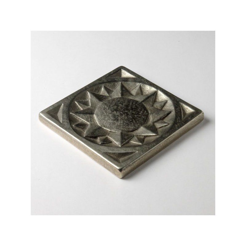3" x 3" Metal Sun Decorative Tile Inser, White Bronze