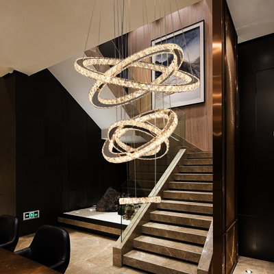Gyimah Luxury Large 5 Ring Round Crystal Led Lustre Light