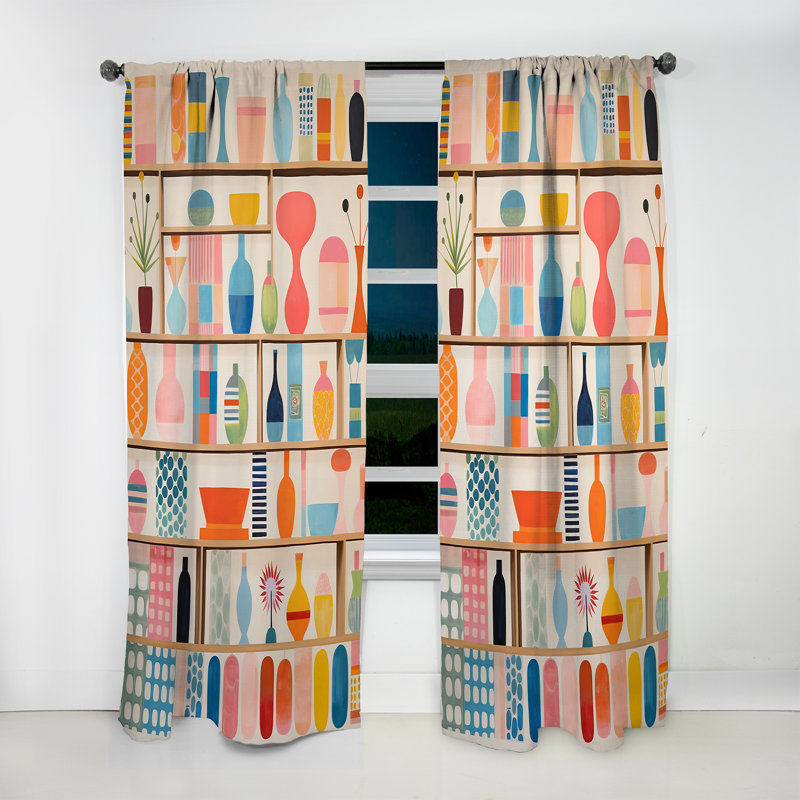 Rideau obscurcissant rose Mid Century Playful Patterns IV - Abstract Midcentury, L 52 po x L 120 po