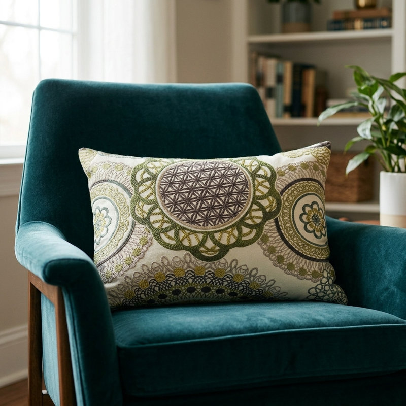 Sunset Damask Reversible Throw Pillow, 20" x 30"