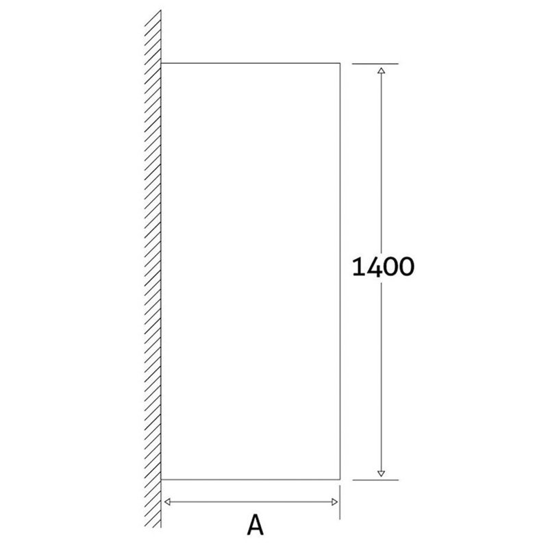 800mm W x 1400mm H Hinged Frameless Tub Door with Clear Glass
