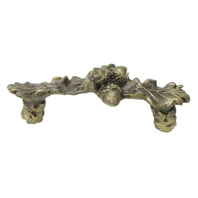 Lodge triple acorn & oak leaf 3 inch center to center pull in finish Antique Brass
