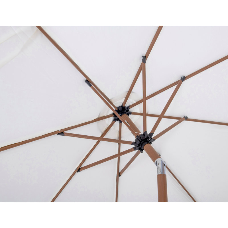 Ensemble de parasol en aluminium avec passepoil Amalfi, Blanc, Teck