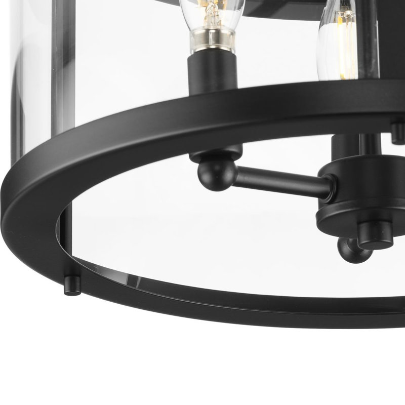 Plafonnier semi-encastré en verre Parmley, Noir mat
