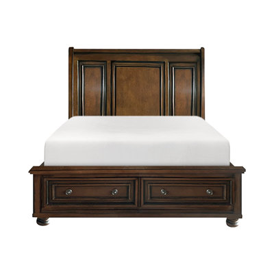 Cumberland Brown Cherry Queen Sleigh Storage Platform Bed -  Wildon Home®, 27C5516871AA496790F4900944BBAB7E