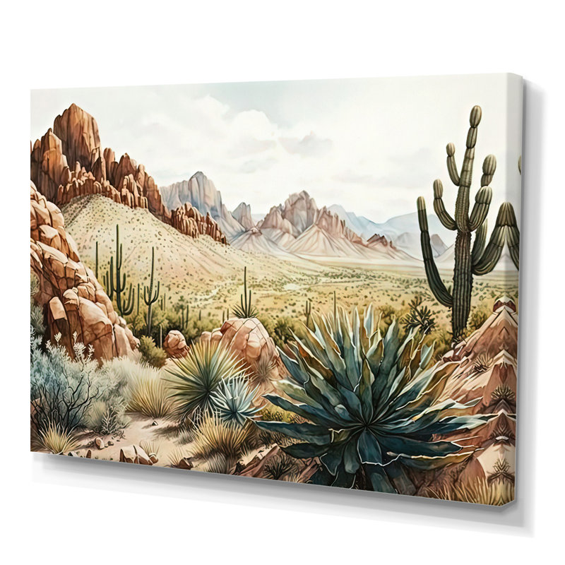 Arizona Desert IV - art mural occidental, H 24 po x l 32 po x P 1 po, Toile tendue