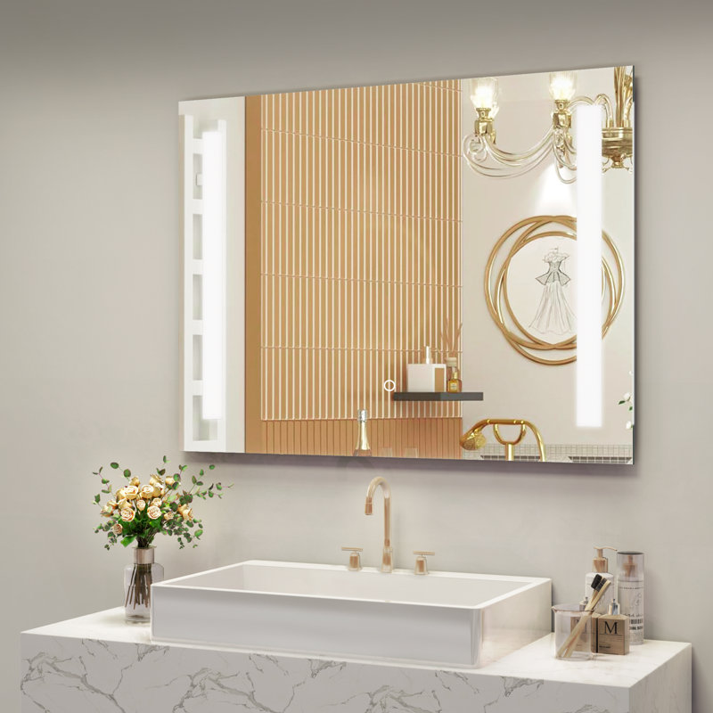 Miroir de salle de bain DEL à éclairage frontal à intensité variable et 3 lumières, 30 po x 40 po