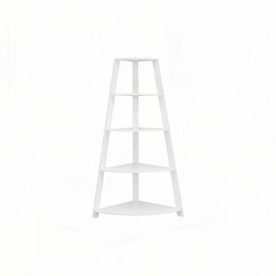 Bibliothèque, bibliothèque, étagère, d'angle, 4 niveaux, h 60 po, bureau, chambre à coucher, stratifié blanc, contemporain, moderne