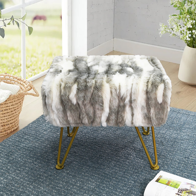 48.3cm Wide Rectangle Abstract Standard Ottoman, Grey