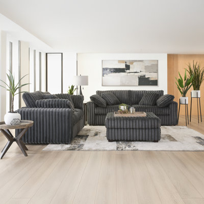 Algona 3-Piece Living Room Set, Sofa, Loveseat And Ottoman
