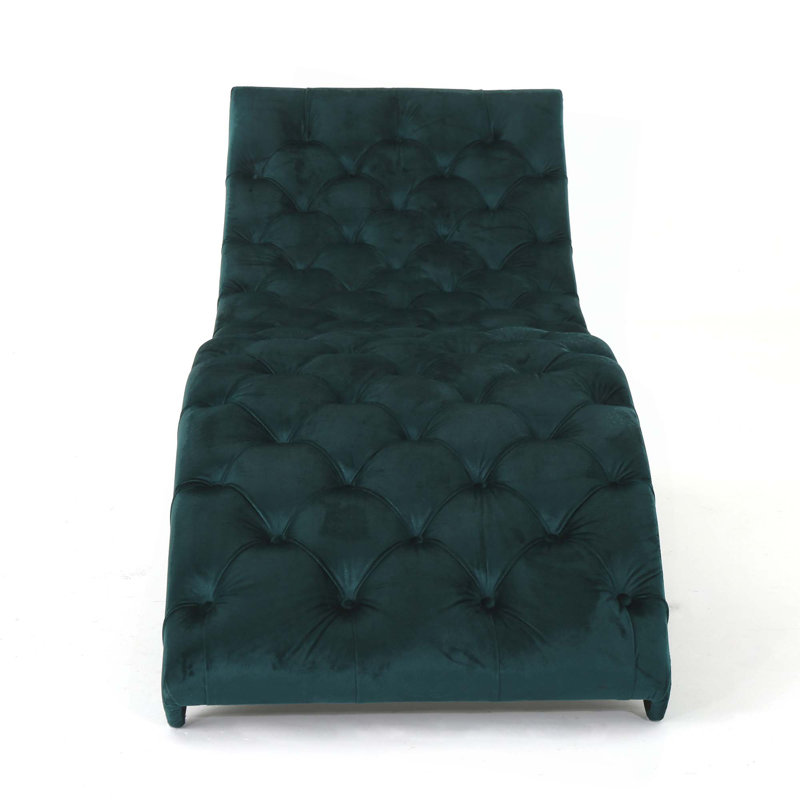 Chaise longue avec tissu en velours, Sarcelle
