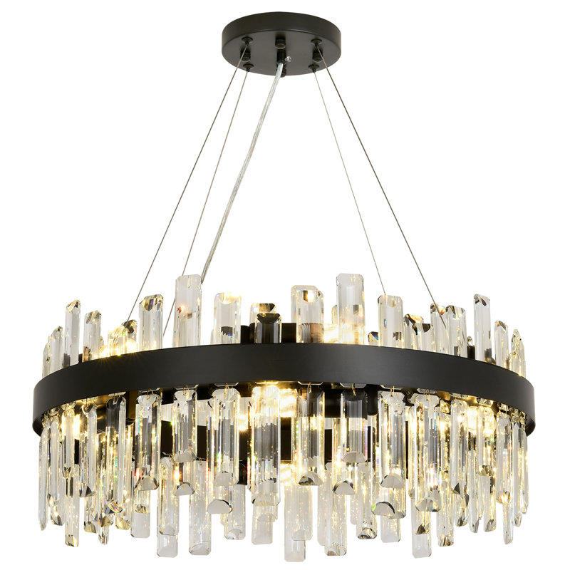 Bartolome Crystal Chandelier, 24cm H x 60cm W x 60cm D, Matte Black, 12 Lights