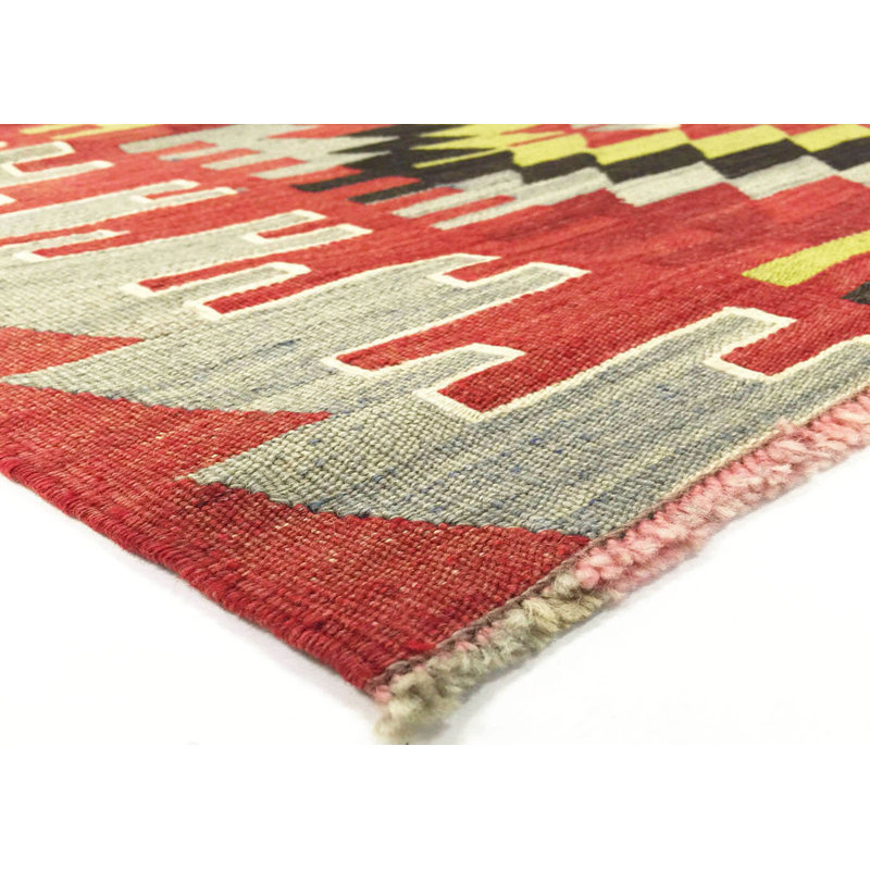 One-of-a-Kind Hand-Knotted 1960s 5'8" x 6'1" Wool Area Rug in Red/Yellow/Beige