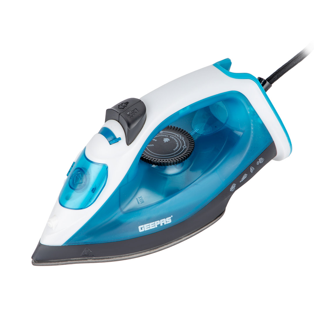 GEEPAS Steam Iron | Clothes Dry & Steam Press | 30s Fast Heat-Up, Vertical Steaming | Nonstick Soleplate, Adjustable Temperature | 120ml Water Tank wi