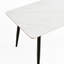 Table de salle à manger rectangulaire en pierre de 1,6 m avec base en métal solide, blanc et noir, plateau de table fritté, résistance à la chaleur, nettoyage facile, conception d'angle arrondi, grand plateau en céramique pour décoration intérieure-689864079