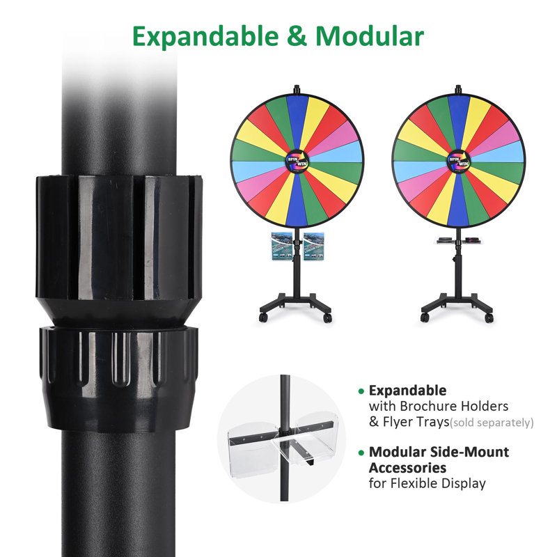 Grande roue de prix WinSpin de 48 po avec base mobile mobile et logo personnalisable pour une foire commerciale
