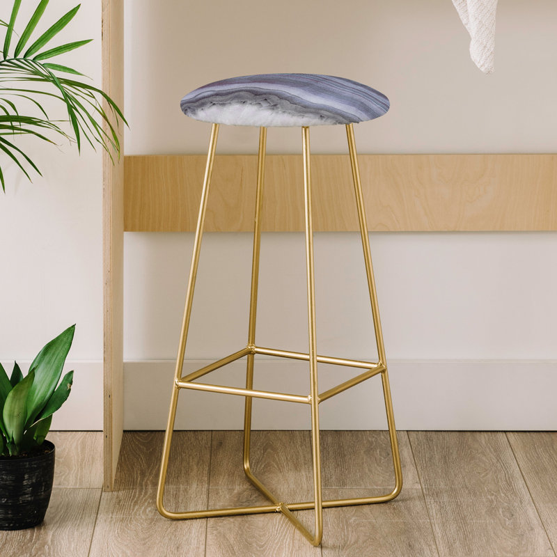 Brontie Upholstered Counter Stool with Metal Frame, Purple/Gray
