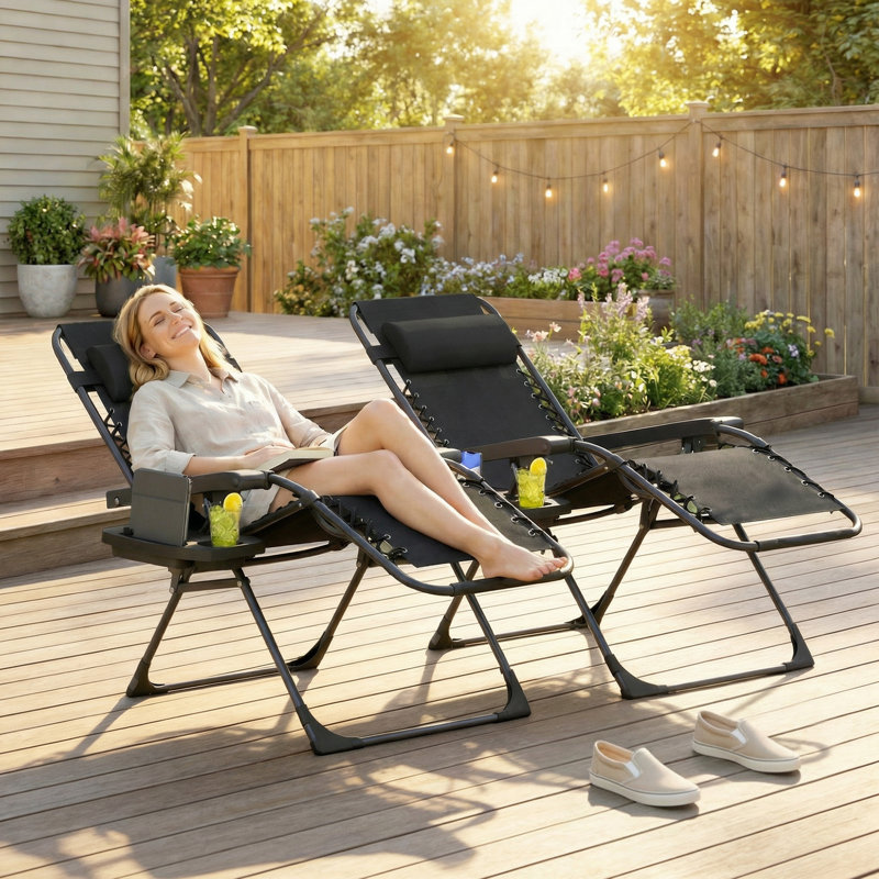Outdoor Lounge Chair, Black
