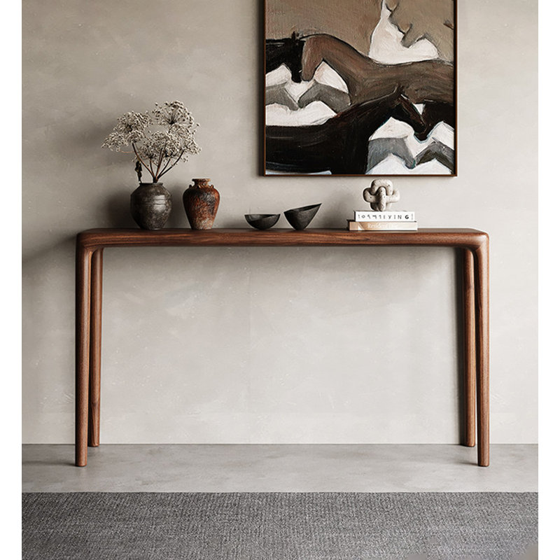 Console minimaliste en bois massif avec cadre aux courbes douces, H 34,65 po x l 55,12 po x P 13,78 po