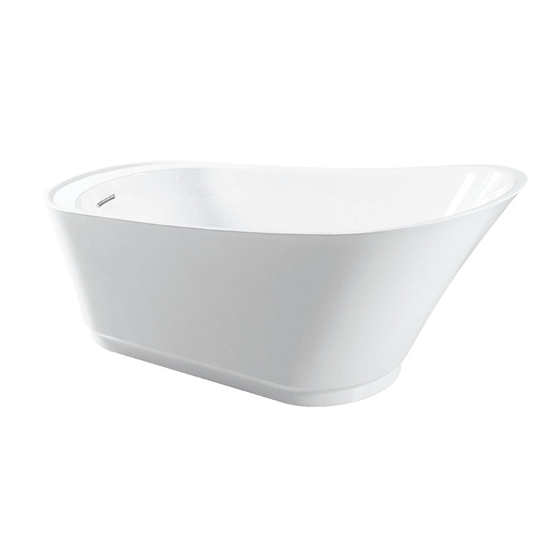 Kingston Brass Begonia 60-Inch Acrylic Oval Single Slipper Freestanding Tub with Drain