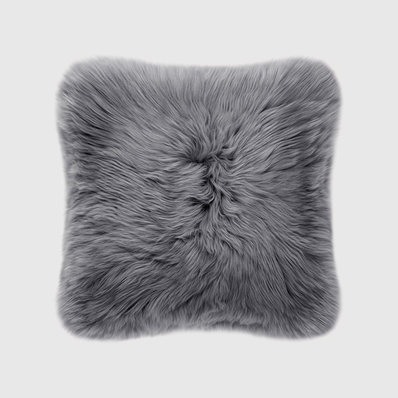 Fieldman Leather Reversible Throw Pillow, Gray