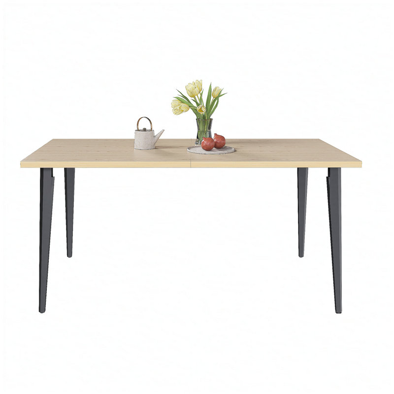 63-inch Modern Dining Table, Wooden Tabletop & Rust-Resistant Iron Legs, Rectangular Kitchen Table for 6-8 People, Rustic Industrial Design for Dining Room, Patio(Table Only)