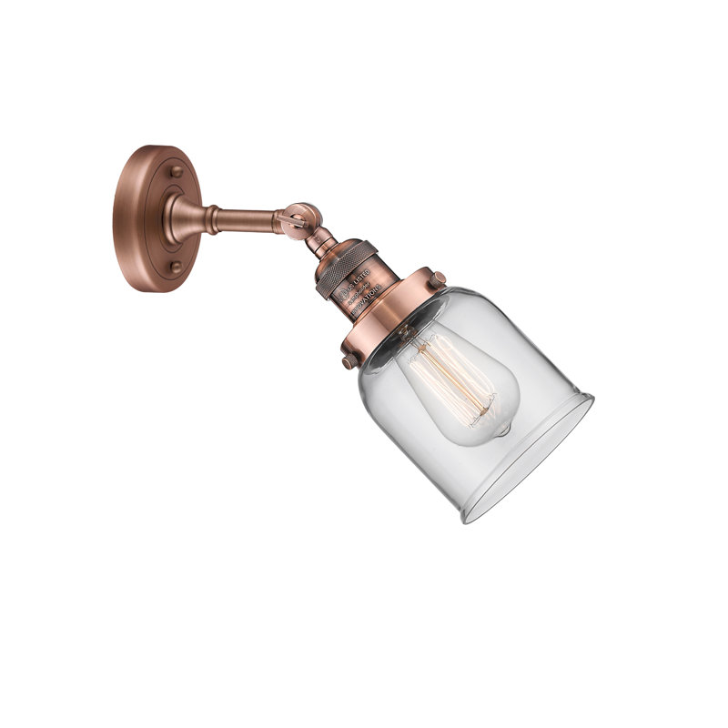 Armed Sconce, 10" H x 5" W, Clear, Antique Copper