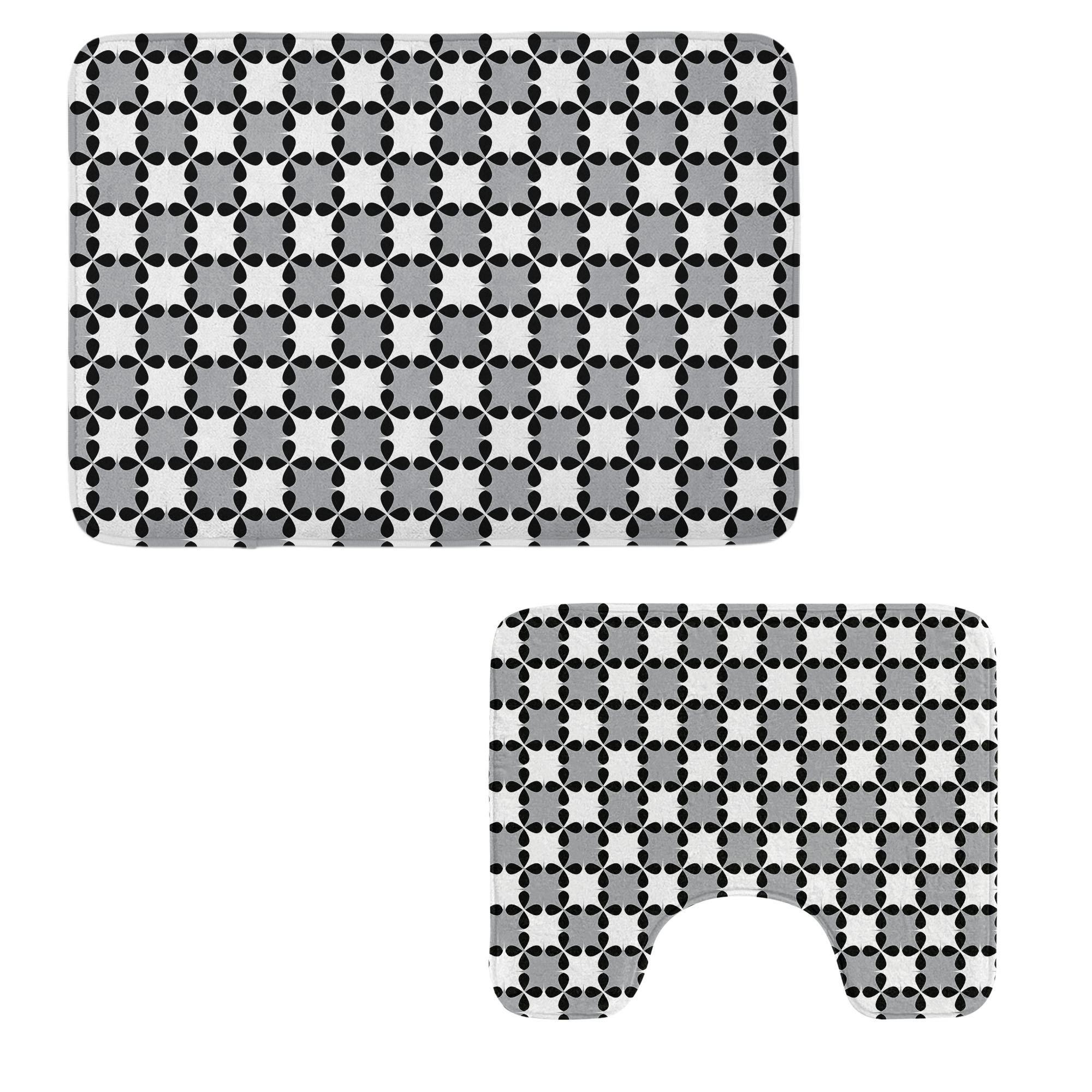 East Urban Home Black and Grey Bathroom Rug Set 2 Pieces Rectangle ...