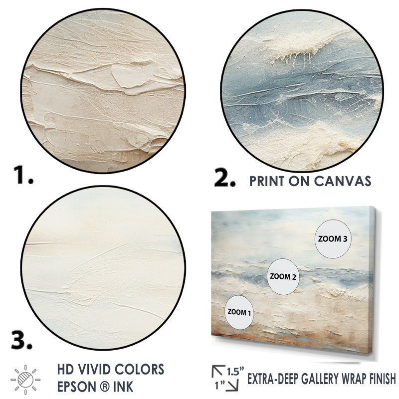 Modern Coastal Beige and Gray River Framed Canvas Print