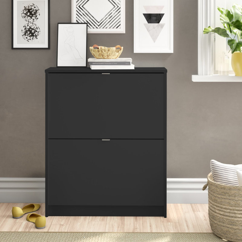 Domini 12 Pair Shoe Storage Cabinet, Matte Black