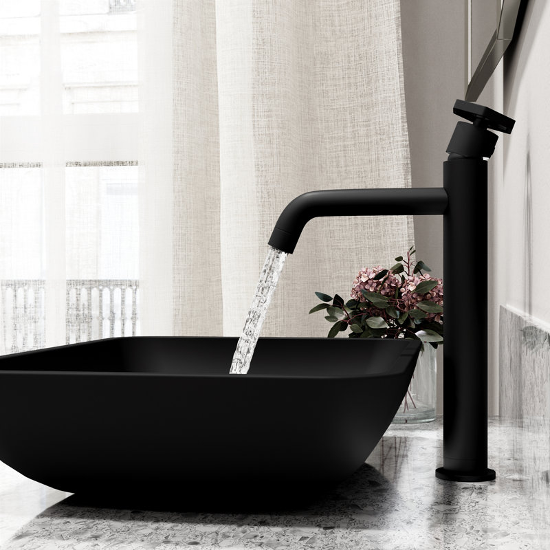 Ruxton 12" H Single Handle Vessel Sink Bathroom Faucet, Matte Black