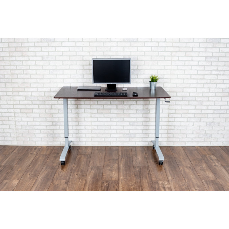 Bureau debout à hauteur ajustable Belvedere, l 47,25 po x P 29,5 po, Brun / Argenté