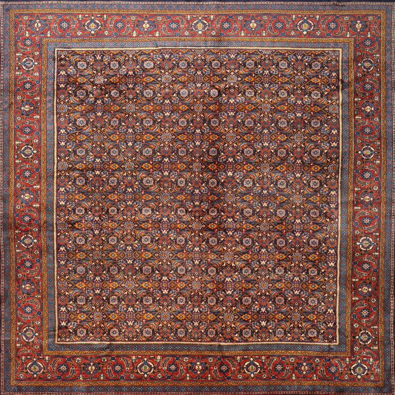 Tapis traditionnel orange / rouge / brun Diakite, Rond 3 pi