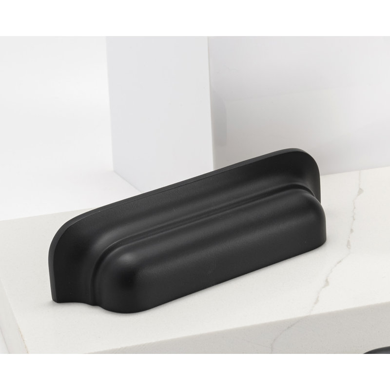 Edgewood Brass Cup Pull, 3 3/4", Matte Black
