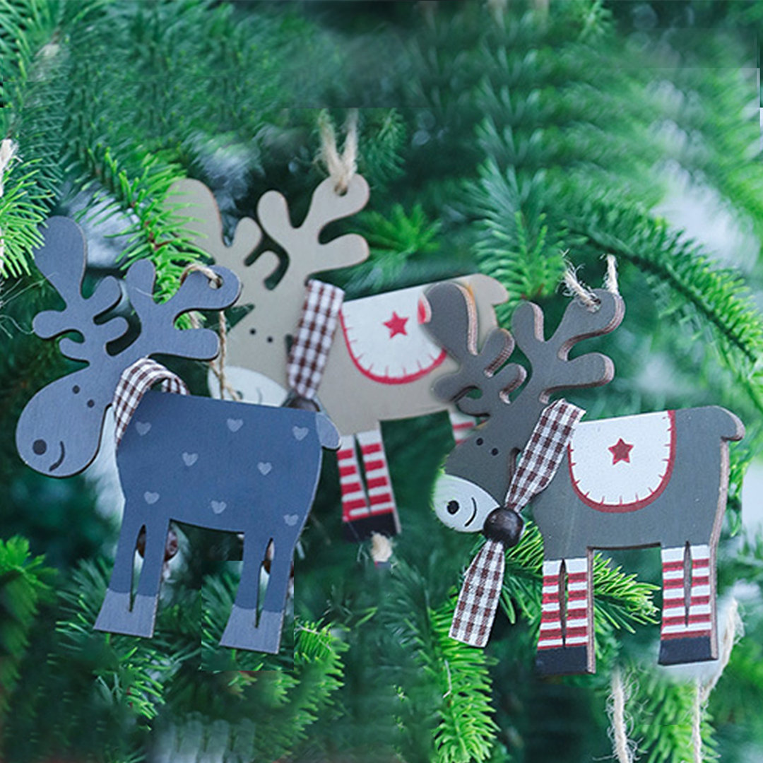 Christmas Ornament - Wooden Cartoon Moosel Set Of 3 The Holiday Aisle®