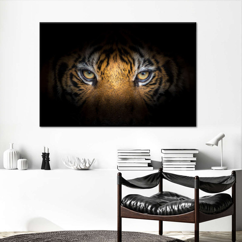 Tigre féroce sur toile, H 8 po x l 12 po x P 1 po