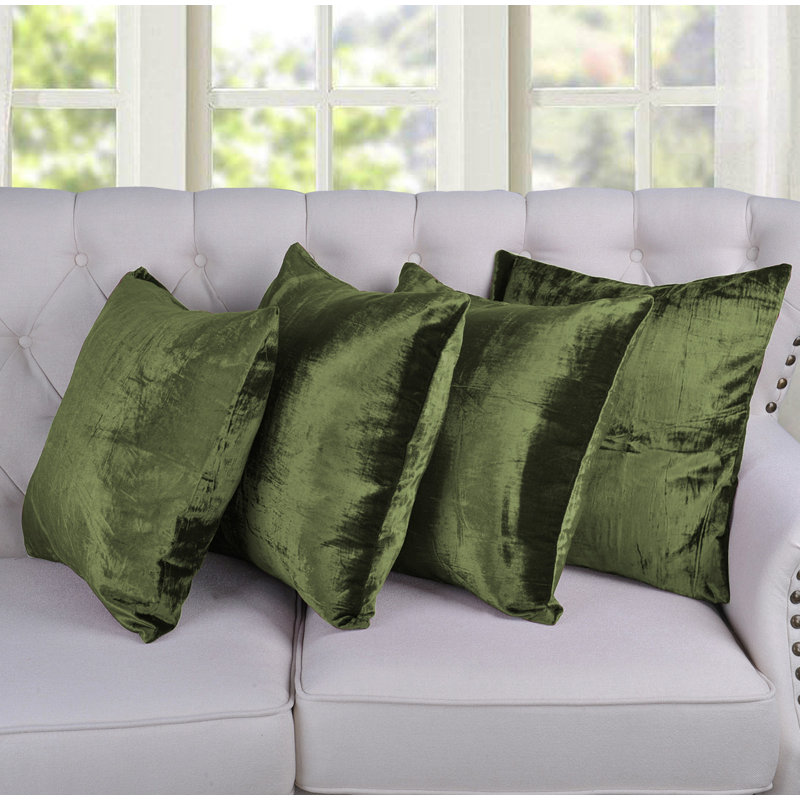 Velvet Square Pillow Cover, Olive