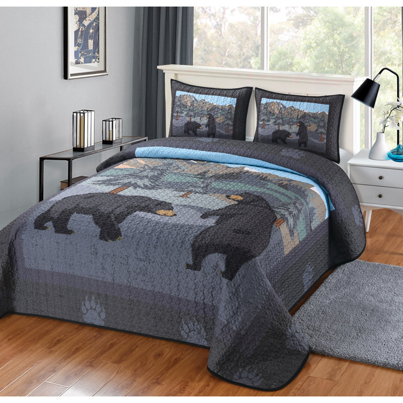Blue Queen Nature Bear Themed Quilt Set