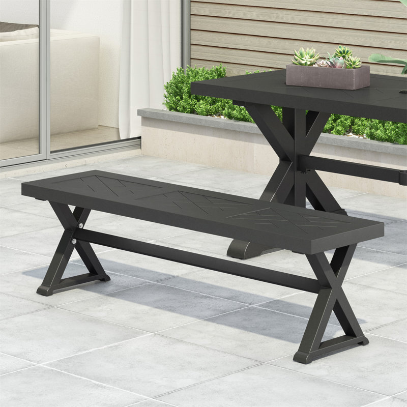 Banc de salle à manger d'extérieur, noir mat antique