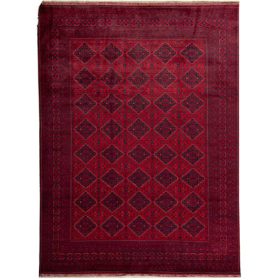 Tapis oriental rouge / bleu foncé / gris noué à la main Oriental