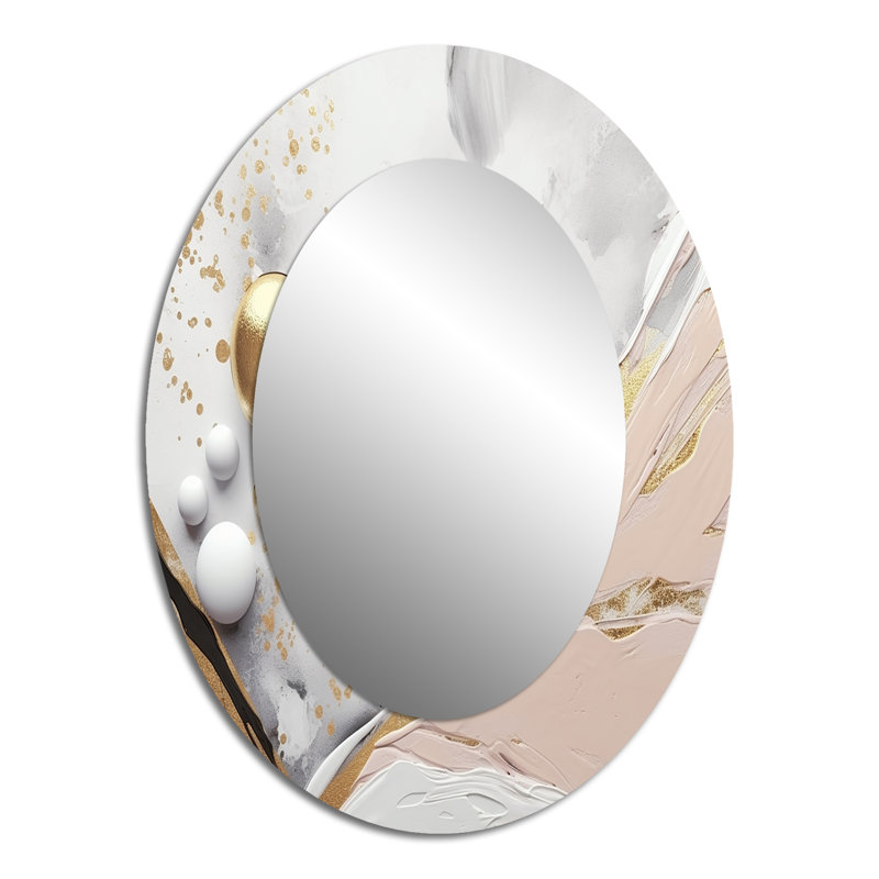 Miroir mural moderne blanc et doré, 40 po x 30 po