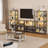 3 Tier Book Shelf with LED Lights, Grey Industrial Metal Display Book Case, Open Book Shelf Organizer, Tall Bookshelf, Heavy Duty Storage Bookcase for Bedroom Office Living Room-1032313161-1032313160-1029831801