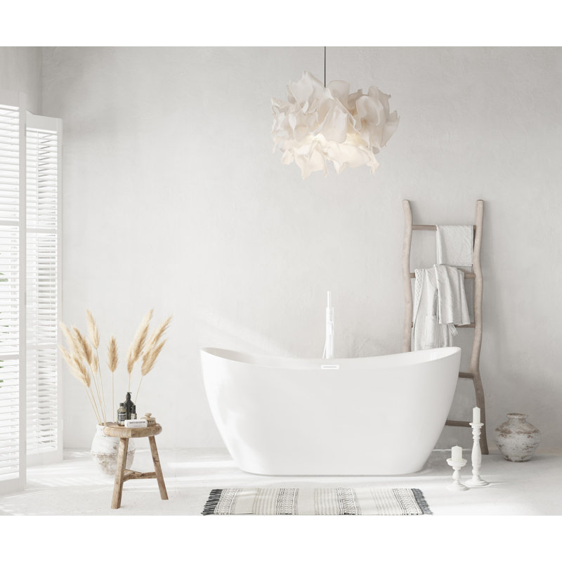 Baignoire 59 po en blanc brillant avec bordure 59 po, Blanc poli
