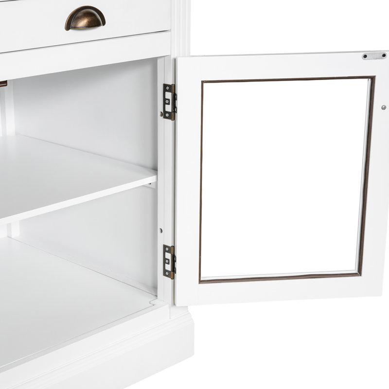 White Modern 83.4" Tall Bookcase With 2 Tempered Glass Doors, 1 Drawer, Adjustable Shelf And - Oxidation Drawer Hardware Solid Wood, Board Rectangle 3 Open Shelves For Bedroom Organization Wood