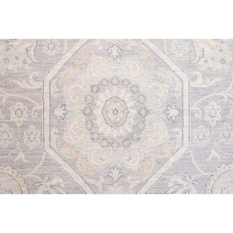 Tapis gris noué à la main de haute qualité