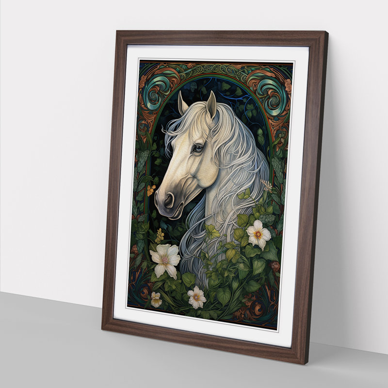 Shire Horse No.2 - Single Picture Frame Print on Wood, 34cm H x 25cm W, Walnut Framed