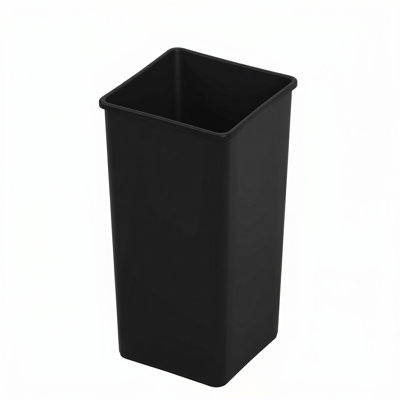 50 Gallon Black Square Plastic Trash Can with Reinforced Rim