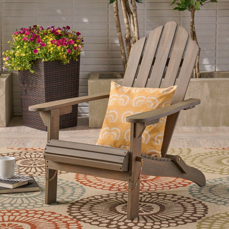 Foldable Outdoor Adirondack Chair, Gray