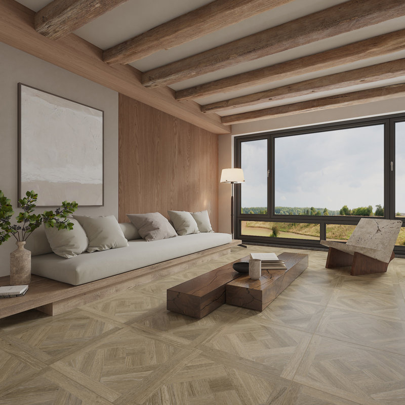 Carreaux de porcelaine pour plancher et mur 24 po x 24 po x 9 mm en espagnol Arborix (4 pièces, 15,5 pieds carrés), Brun