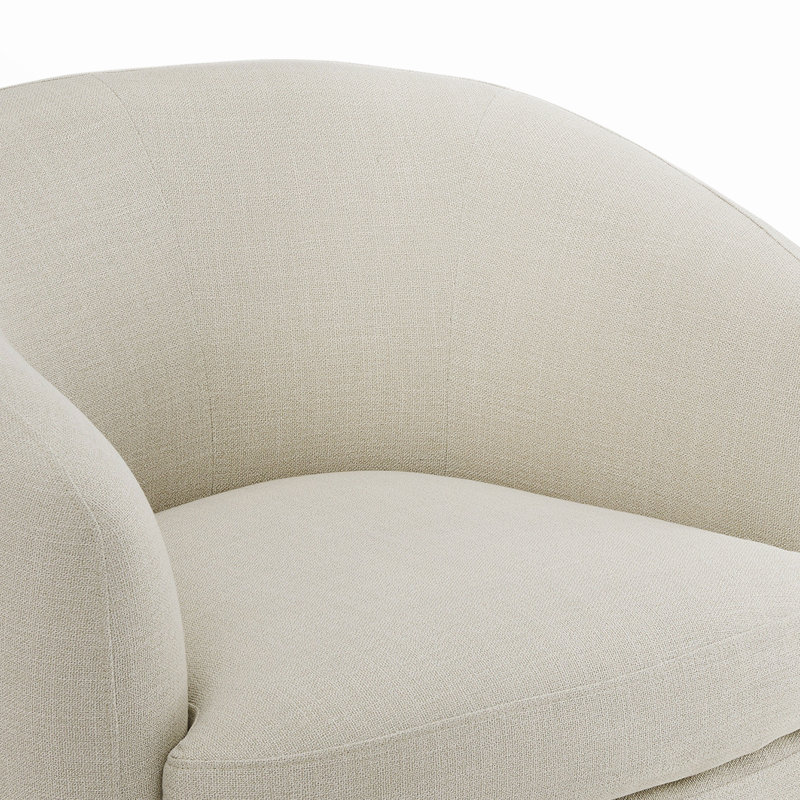 Fauteuil demi-tonneau pivotant rembourré Marcy, Tissage performant en lin Effie / noir